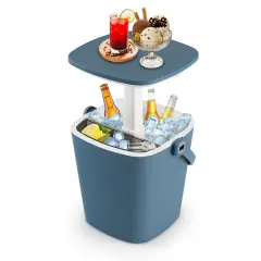 3-in-1 Cooler Bar Table with Storage Rack, Portable and Weatherproof Blue