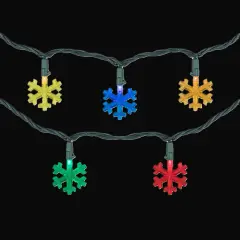 Northlight LED Snowflake Shaped Christmas Light Set - MultiColor - 4' Green Wire - 10ct