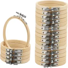 20 PCS 4 Inch Bamboo Embroidery Hoop, Adjustable Bamboo Circle Cross Stitch Hoop Ring for Craft Sewing, DIY Project, Decoration