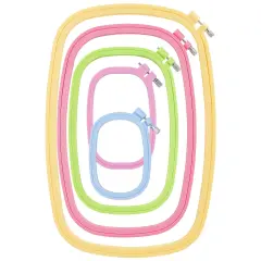 5 Pack ABS Rectangular Embroidery Hoops Set, Cross Stitch Hoops 5 Inch 6 Inch 10 Inch 12 Inch 15 Inch Plastic Candy Color Embroidery Hoop for DIY Embroidery Craft
