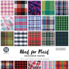 Colorbok 68lb Designer Single-Sided Paper 12"X12" 50/Pkg-Mad For Plaid, 25 Designs/2 Each