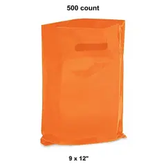 9 x 12" Shopping Bags - Die Cut Handles Orange