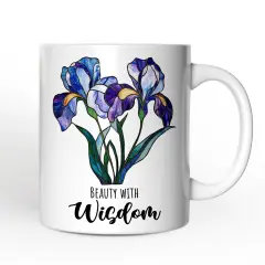 Iris Stained Glass Style Mug, Beauty With Wisdom Gift
