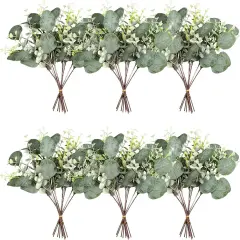 40 Pcs Artificial Greenery Eucalyptus Stem Silver Dollar Leaves Baby Eucalyptus Leaves Suitable for Family Wedding Vase Centerpieces Bouquet Flower Arrangement