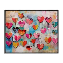 Stupell Industries Playful Urban Hearts Pattern Framed Giclee Wall Art Design by LSR Design Studio