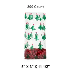 5&rdquo; x 3&rdquo; x 11.5&rdquo; Holiday Cello Bags with Festive Patterns