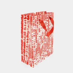 Handmade Paper Gift Bags - Set of 5, (9 X 4 X 11.5 Inch) Red