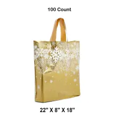 Snowflake Printed LDPE Bags 22&rdquo; x 8&rdquo; x 18&rdquo; for Holiday Gifts