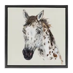 Stupell Industries Charming Spotted Horse Framed Floater Canvas Wall Art Design by Filippo Ioco