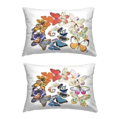 Swirling Spirals Butterflies 2 PC Decorative Printed Throw Pillow Set Design by Ann Jasperson, 14 x 7 x 20