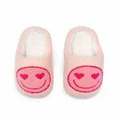 PINK HEART EYES FUZZY SLIPPERS