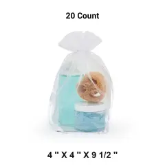 Cardboard Square Bottom Organza Bags 4 '' X 4 '' X 9 1/2 '' for Favors White