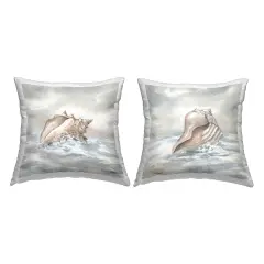 Seashells Washed Ashore 2 PC Outdoor Printed Pillow Set Design by Carol Robinson, 18 x 7 x 18