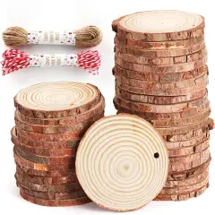 50Pcs Wood Slices 2.4"-2.8" Unfinished Wood