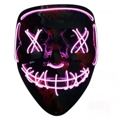 Kitcheniva Halloween Purge Rave Party Light Up Stitches Scary LED Mask Pink