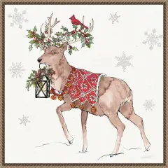 Signs of the Season V Full Deer by Anne Tavoletti Framed Canvas Wall Art