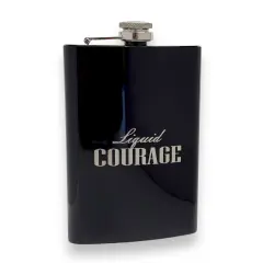 8oz BLACK Liquid Courage Flask