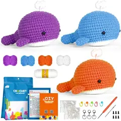 Crochet Kit for Beginners,DIY Craft for Adults, Kids, Great Gift for Crochet Lovers, Crochet Animal Kits with Step by Step Videos,Crochet Hook,Birthday Gift, Holiday Gift
