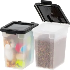 IRIS USA 10 Lbs / 12.75 Qt Airtight Dog Food Storage Container, Clear/Black