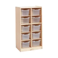 10 Cubby Mobile Tray Cabinet with 10 Scoop Front Storage Bins Clear