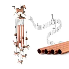 33"Large Horse Metal Wind Chimes Outdoor Garden 4Tube Bells Yard Home Decor Gift
