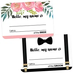 Avery Adhesive Name Tags, Wedding Guest, Bride & Groom, 2-1/3" x 3-3/8", 80 Name Stickers (80020)
