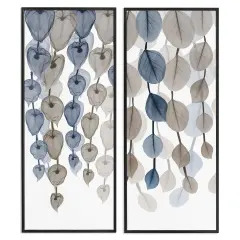 Stupell Industries Neutral Opaque Cascading Leaves Framed Giclee Art Black Frame