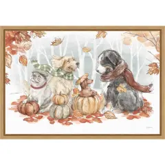 Autumn Dogs I by Mary Urban Framed Canvas Wall Art