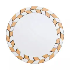 Round Mirror Wall Decor Beveled Glass Frame Modern Accent Mirror Silver + Tawny