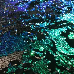 Flashback Stretch Velvet Flip Sequin Fabric Black/Green Ir