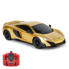 CMJ RC Cars: McLaren 675LT - Gold - 1:24 Scale, Remote Control Radio Vehicle, 2.4 Ghz, LED Headlights, Indoor-Outdoor Racing Toy, Licensed Model