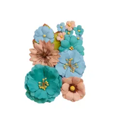 Painted Floral Collection Flowers - Serene Beauty - 8 Pcs, 0.5"-2.5"