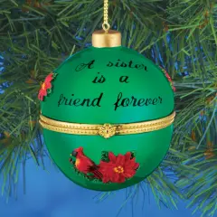 Collections Etc Holiday Sentiment Trinket Ornaments with Heartwarming Quote and Gold Hanger - Compartment Inside for Small Gift