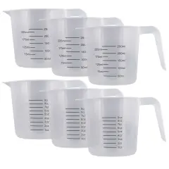 U.S. Kitchen Supply Plastic Measuring Cups with Handles - 8 oz (250 ml) Liquid Measuring Cup Set of 6 - Clear Microwave Safe Kitchen Cups - Measure in mL or Ounces, Measurement Cup for Cooking