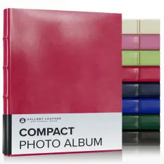 Gallery Leather Compact Photo Album 4x6-3 Ring Binder Photo Album, 60 Pages for 120 Photos, Fillable, Can Fit 4x6 Photos, Handcrafted Acadia wild rose