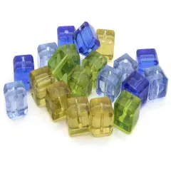 20 10mm Mixed Color Glass Cube Beads