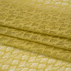 1 Yard Chartreuse Corded Lace Fabric Diamond Lattice Eyelash Edge Sheer Nylon Rayon 50 Inch Width