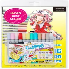 Illustration Book Bundle Set, Alcohol-Based Markers (12 pcs)
