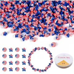 500 Pcs 4th of July American Flag Polymer Clay Patriotic Beads