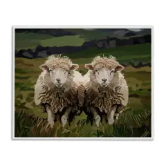 Stupell Industries Twin Sheep in Pasture Framed Giclee By Amelia Noyes