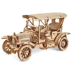 Collections Etc 296-Piece Vintage Car Wooden Construction Puzzle