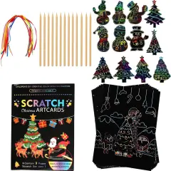 Christmas Scratch Paper Art Set, Rainbow Scratch Off Notebooks