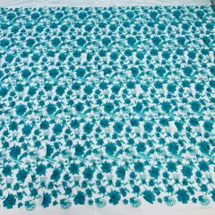 1 Yard Beaded 3D Floral Lace Fabric Embroidered Couture Mesh Dress 49" Width Emerald Green