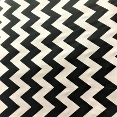 1 Yard Classic Black Poly Cotton Chevron Fabric 59/60 Inch Width