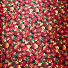 1 Yard Black Apple Printed Poly Cotton Fabric 59/60 Inch Width