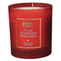 Old World Christmas 3.5 Inch Sparkling Cranberry Mandarin Scented Candle Christmas Flame Candle , Christmas Decor Christmas Fragrance Holiday Red