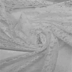 1 Yard White Rachelle Lace Fabric Polyester Sheer Floral Lace 58/60&Prime; Wide