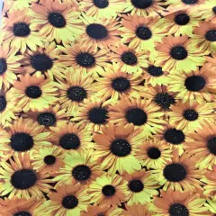 1 Yard Bright Sunflower Pattern Poly Cotton Fabric 59/60 Inch Wide