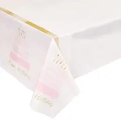 Sparkle and Bash Plastic Table Covers for Birthday &ndash; Disposable, 54 &times; 108 Inches, Pack of 3 Pink