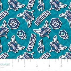 NBA Licensed Charlotte Hornets Toss Aqua Cotton Fabric by the Yard